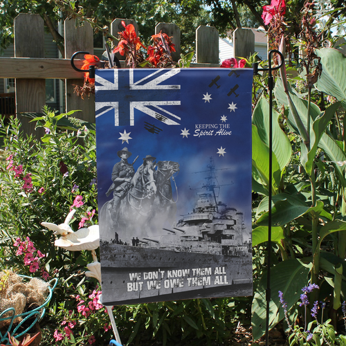 Australia Garden Flag Anzac Day Remember All The Battles Fought Blue